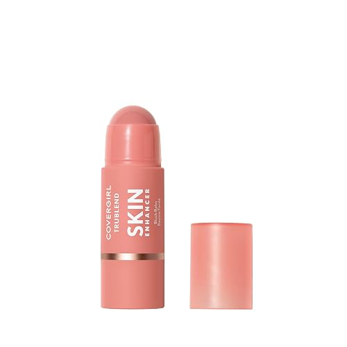 CoverGirl Trublend Skin Enhancer Blush Balm Stick, 220 Nude Flush, Vegan Formula, Easy to Use, Glides on Effortlessly, Non-Greasy, Doesn't Crease, 0.21oz - 0.21 Ounce (Pack of 1) - 220 Nude Flush Blush