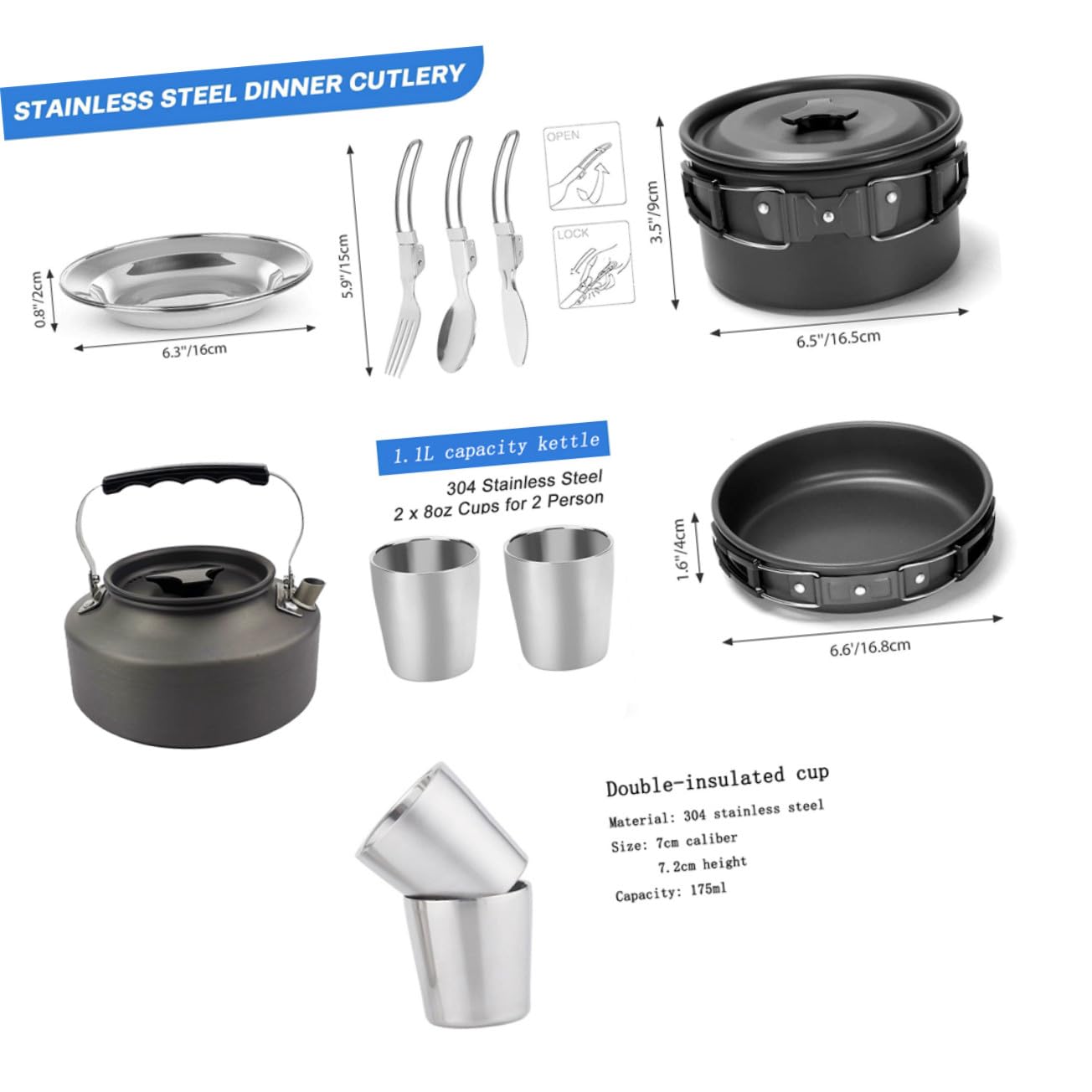 BESPORTBLE Cuisson pour Barbecue avec Plaque De Cuisson Et Vaisselles Pratique pour Camping Et Randonnée