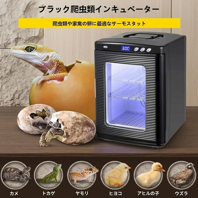 Amazon | 爬虫類インキュベーター 25L 自動孵卵器 30-40枚入卵OK 冷却