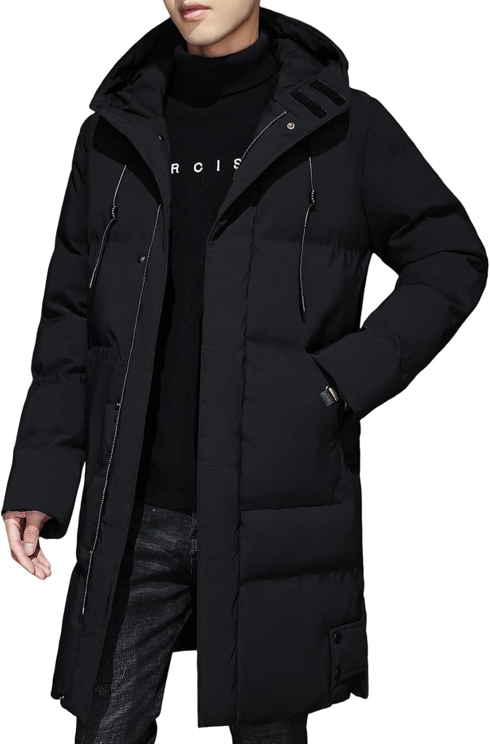 Uomo Spesso Antivento con Cappuccio Piumino Lungo Inverno Caldo Sottile Piumino Moda Tendenza Tempo Libero All'aperto Piumino Freddo