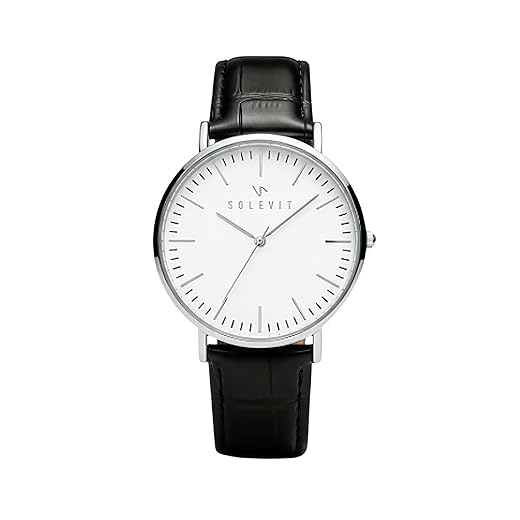 Relógio Masculino Social Solevit Legado 41mm | Pulseira Couro Preto, Caixa Cor Prata, Ultrafino Slim 6,5mm, Quartzo Japonês, Vidro Mineral | Presente Masculino Elegante