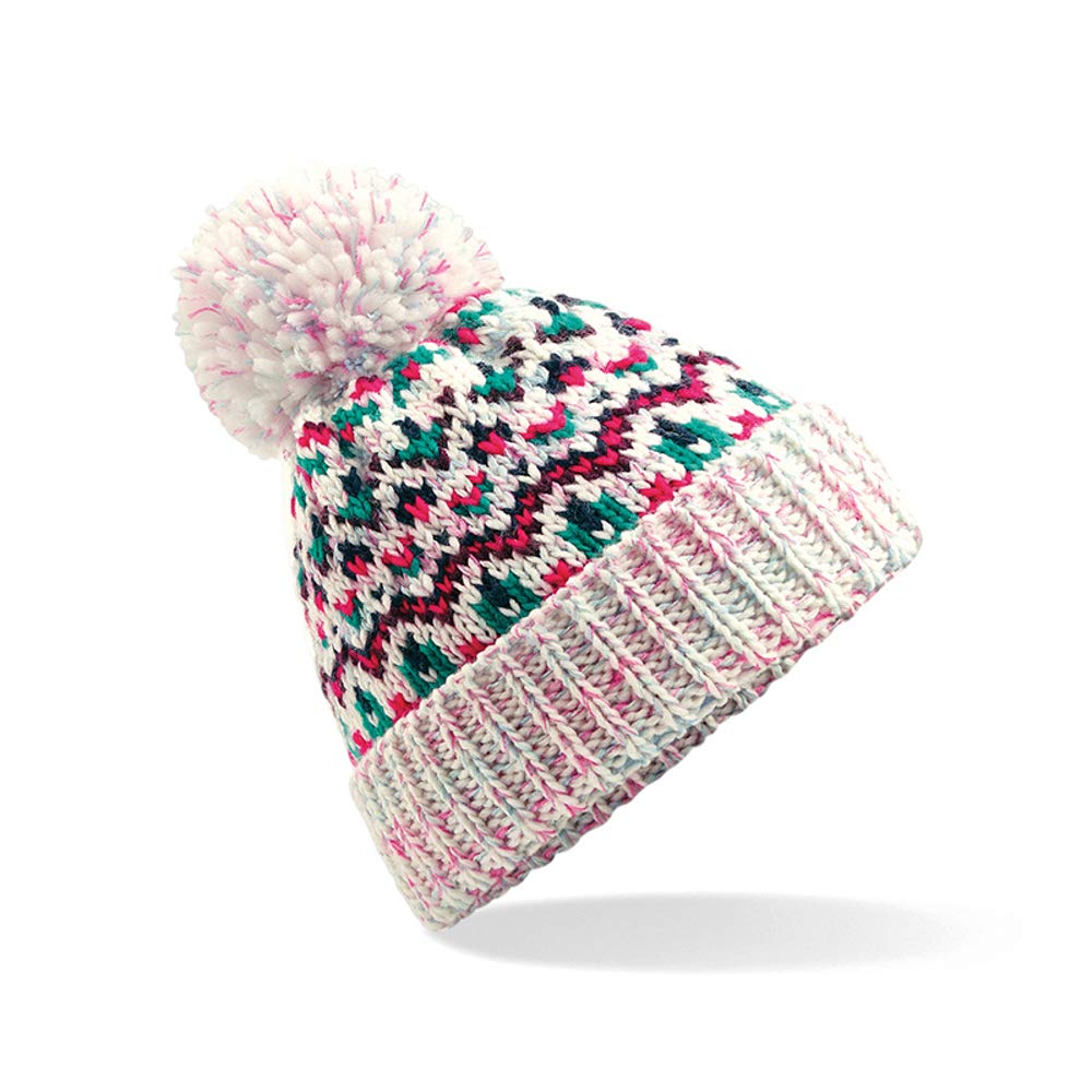 Asvp Shop Unisex Sherbet Corkscrew Cable Knitted Bobble Hat Plain Mens Womens Beanie Warm Winter Pom Wooly Cap (Sherbet)