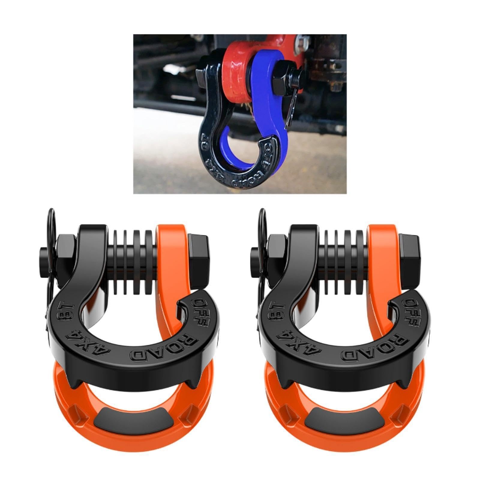 2 Manilles de Remorquage En Forme de D, Manilles Fendues, Accessoires En Acier, Pièces de Rechange, Grande Durabilité pour Véhicules Tout-terrain, Rem, Orange