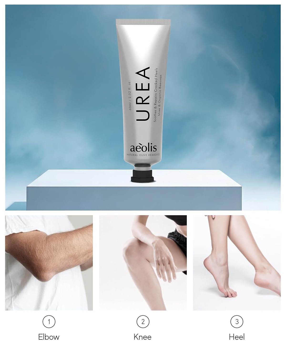 AEOLIS 10% Urea Foot Cream for Cracked Heels (2.03 fl oz), Beeswax, Shea Butter, Aloe Vera & Vitamin E – Deep Moisturizing Care for Rough Feet – Dry Heels Treatment & Softening Foot Cream - Image 5