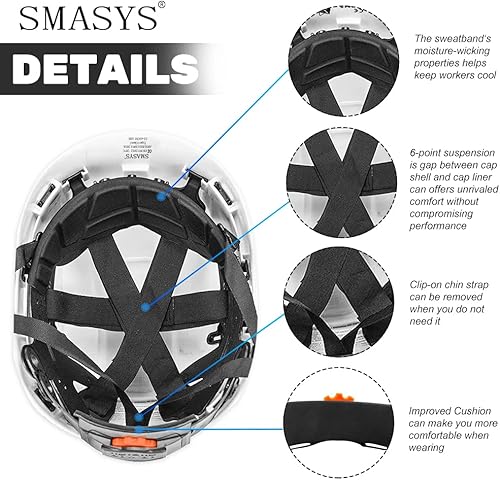 Miniatura 8 de Casco de seguridad para escalada de ABS ajustable, suspensión de 6 puntos perfecto para construcción y escalada
