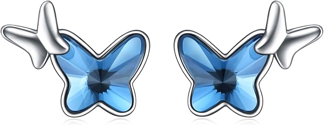 Sterling Silver Butterfly Stud Earrings for Women Girls Daughter