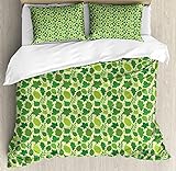 abakuhaus le foglie set copripiumino, botanico erbe piante art, decorativo 2 pezzi con 1 fodera cuscino, 130 x 200 cm - 70 x 50 cm, lime green apple verde