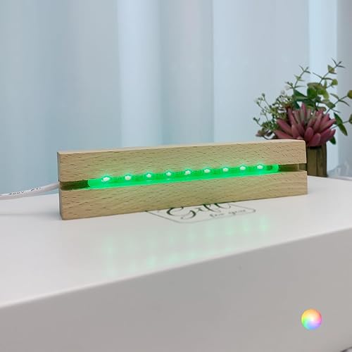 Miniatura 7 de Base de madera rectangular iluminada LED de 6 pulgadas para acrílico y plexiglás, pedestal de exhibición, lámpara LED base de madera con luz cálida