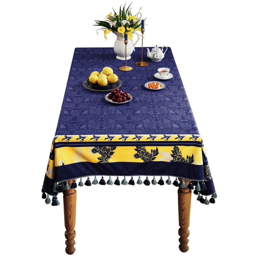 Tela De Mesa Suave Mantel mantel azul y blanco mantel de mar azul mantel mantel rectangular mantel de mesa de mesa, mesa de mesa de té Cubierta De Mesa De Tela (Color : A, Size : 55 X 87 inch)