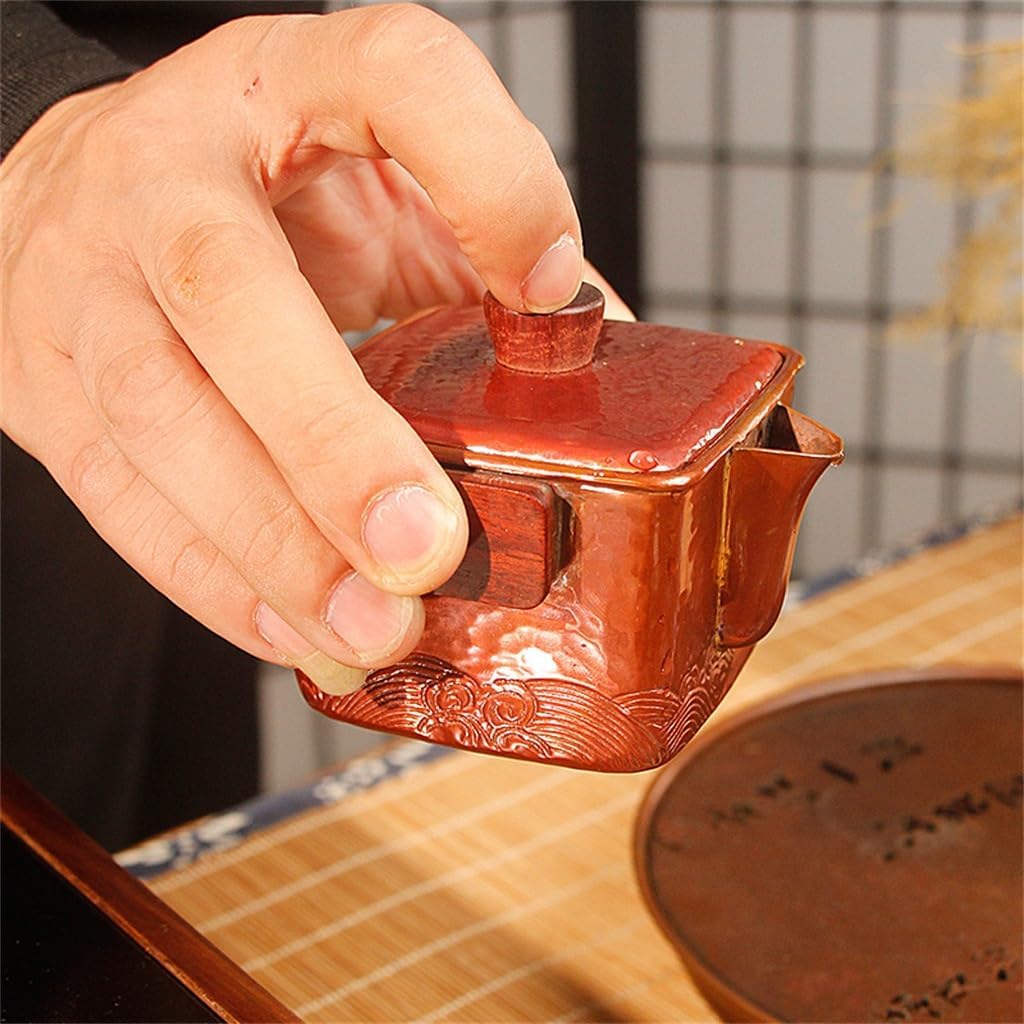 Brew Pot Uncoated Copper Boiled Water Teapot Red Kung Fu Tea Set