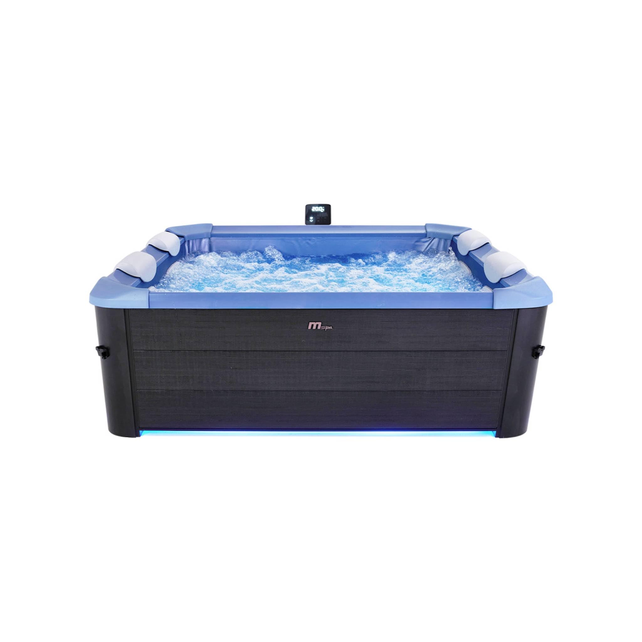 sweeek - Spa Rigide Oslo Sapphire 6 Personnes Gris. 4 Coussins. bâche Incluse + Housse Thermique. hydromassages système