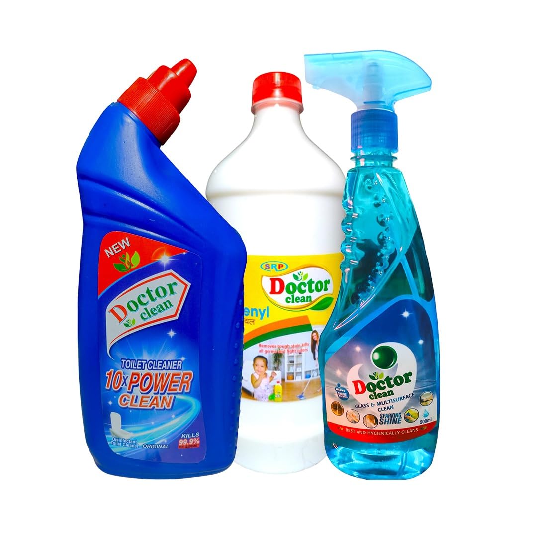 Doctor clean Toilet Cleaner 500ml + Phenyl 1 ltr White + Glass and Surface Cleaner Liquid Spray 500ml Combo Pack (B0D2TNK3VS) Amazon Price History, Amazon Price Tracker