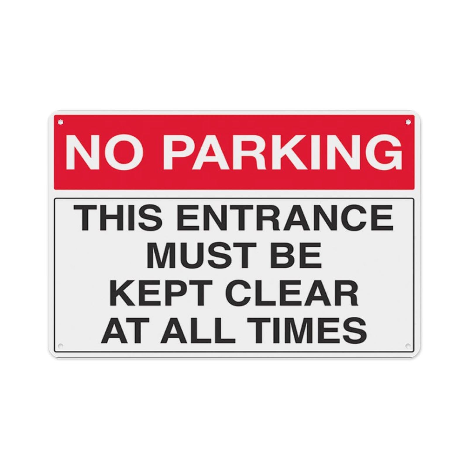 peiyeety No Parking - This Entrance Must Be Kept Clear At All Times Aluminum Tin Warning Signs For Home Outdoor Garden 8X12 Inches