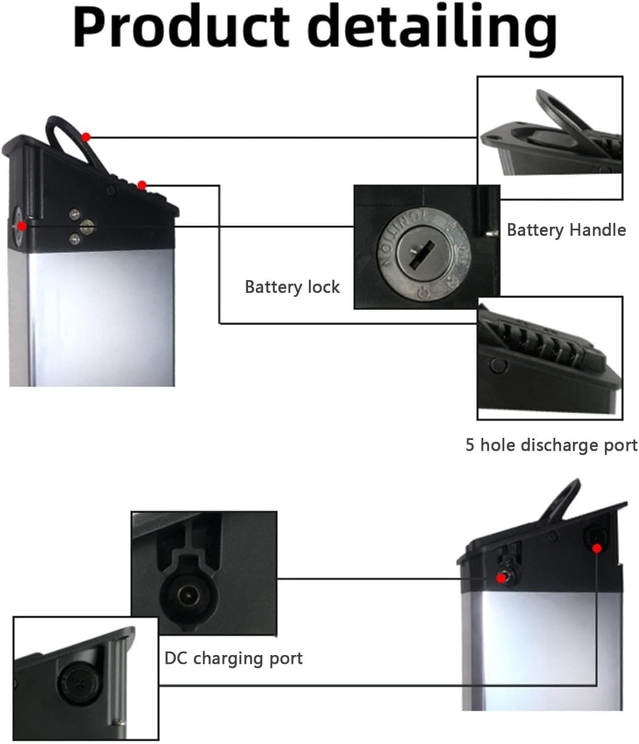 Ebike Akku 48V 52V 20Ah, Eingebaute Elektrofahrrad Batterie 48V 52V 20Ah eingebauter BMS Elektrofahrrad 48V 52V Fahrrad-Batterien für 1000W 500W 200W Motor mit Ladegerät