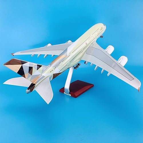 Miniatura 3 de MUZIZY Copia Avión Modelo 1160 18.1 in con Ruedas Avión ABS Metal Aviones Aiirbus A380 para Etihad Producto Terminado Colección Modelo Plano