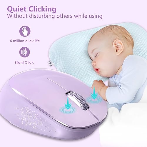 Miniatura 2 de Leadsail Mouse inalámbrico para computadora portátil  2.4G silencioso inalámbrico USB delgado inalámbrico ratón óptico de computadora, 3 botones,