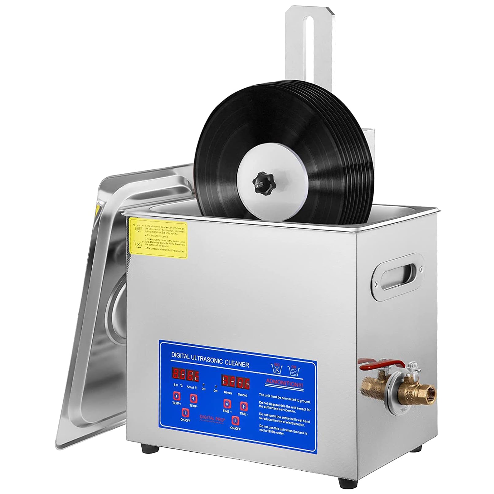 Limpiador ultrasónico de 180 W para Discos de Vinilo, máquina de Limpieza ultrasónica de 6 L, Limpiador sónico con Temporizador de 0 a 30 Minutos, baño ultrasónico para dentaduras postizas y