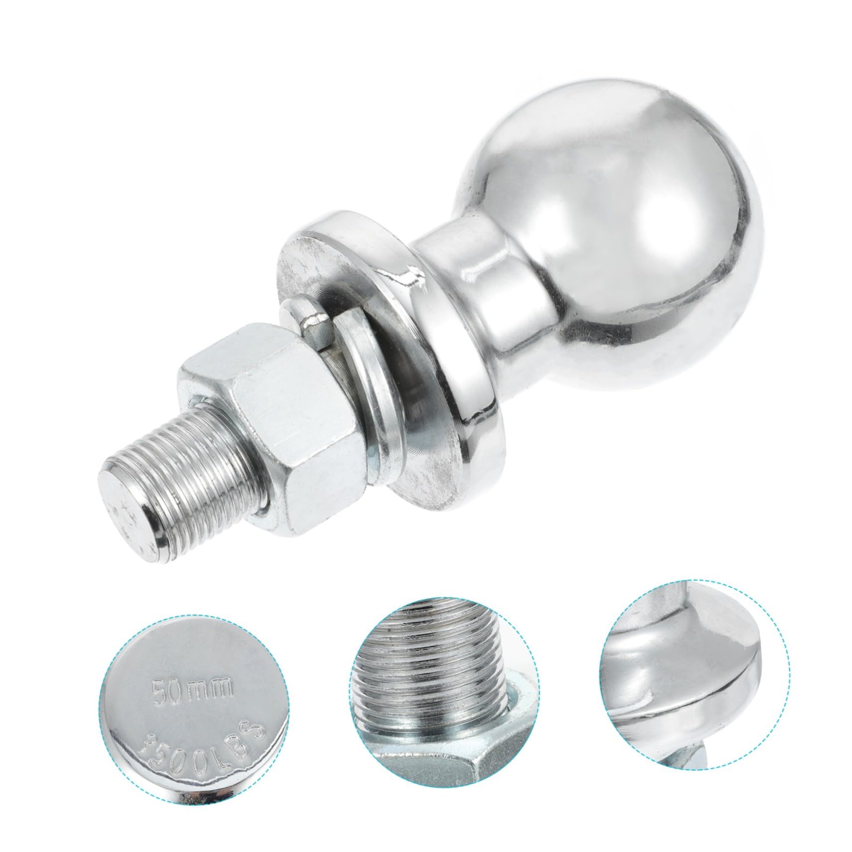HANABASS Sfera per Gancio di Traino da 50mm Cromata Protezione dalla Ruggine e Forza di Trazione Affidabile, Accessorio Trailer per Auto per Festa Estiva e Soccorso Stradale