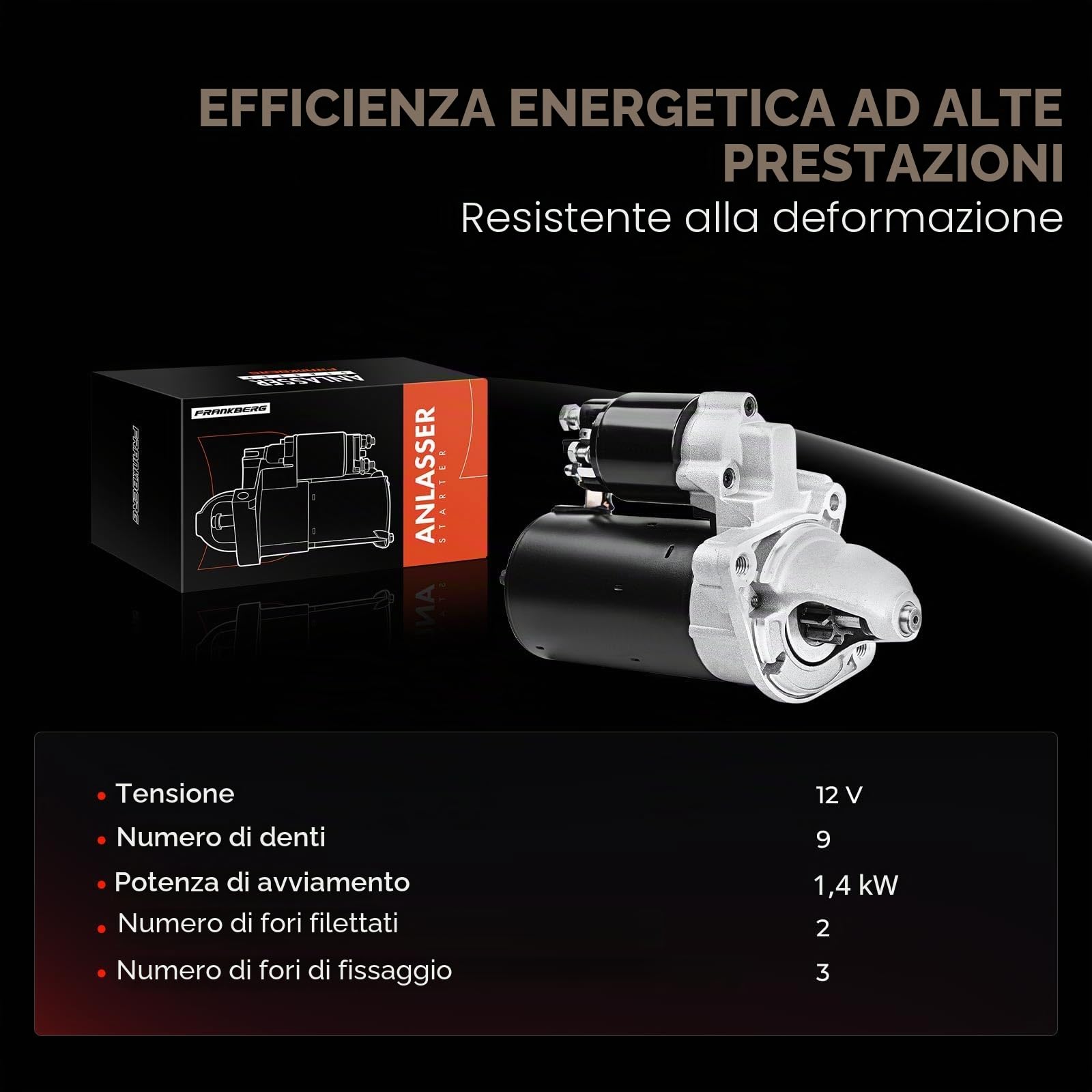 Frankberg Motore di avviamento Auto Benzina 1,4 KW/12 V/9 denti Compatibile con Serie 3 Cabriolet E46 Serie 3 E46 Serie 5 E39 Serie 3 Cabriolet E46 Replace# 17702,111911