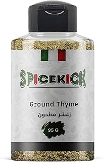 SPICEKICK Ground Thyme 95g – Natural Seasoning Ground to Give Rich and Aromatic Flavour to Bread, Salads, Soups, Meats and Oriental Cuisines, Preservative Free
