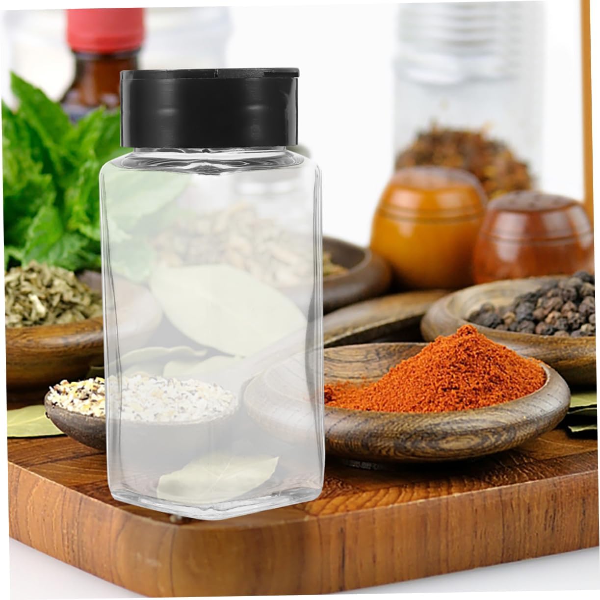 4pcs Elegant Glass Salt Pepper Shaker Lids Airtight Condiment Bottles for Spices Kitchen Organization