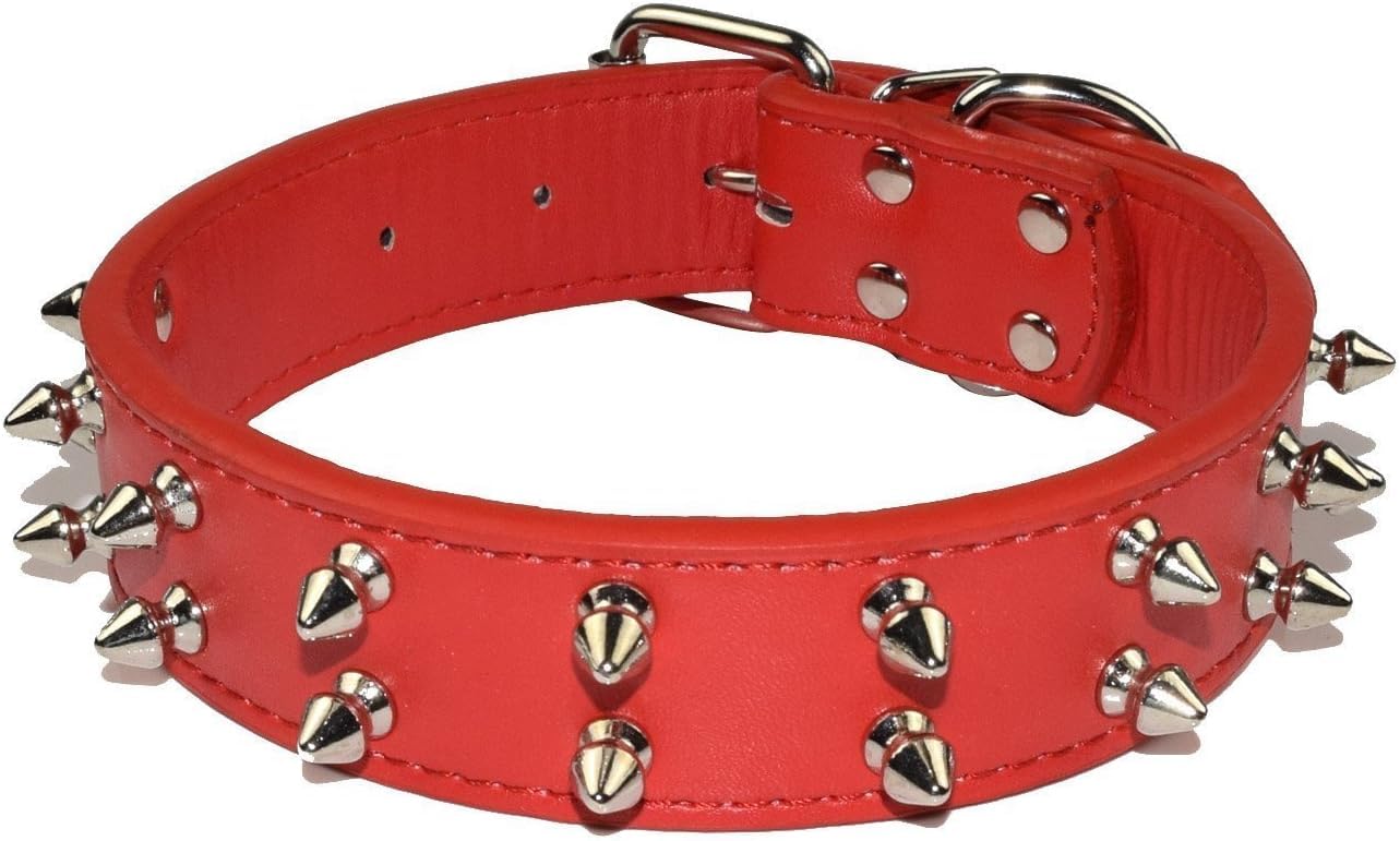 Petworld Double Spiked Leather Dog Collar Large Red (B09SGKN2BW) Amazon Price History, Amazon Price Tracker