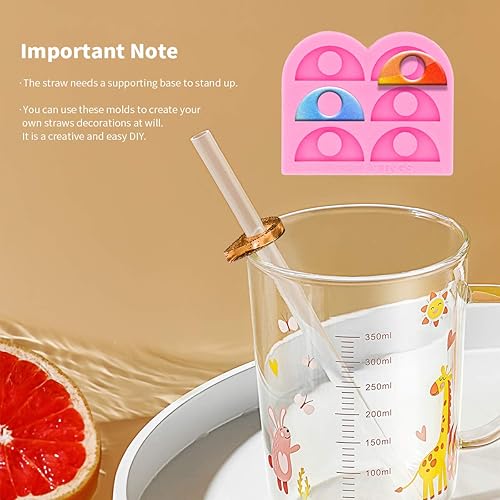 Miniatura 3 de Moldes de silicona brillante brillante para pajilla, forma de medio círculo para bricolaje, hecho a mano, resina epoxi, molde para manualidades,