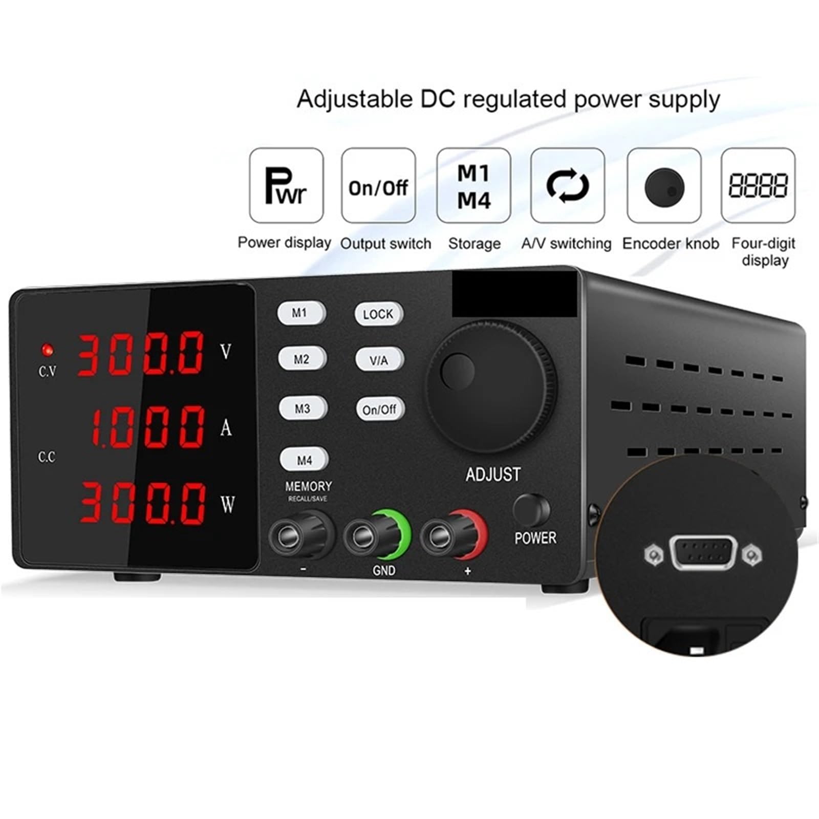 SPPS-S305 Alimentatore programmabile RS-232 DC regolabile Banco da lavoro for manutenzione laboratorio Software for PC Regolazione dell'encoder