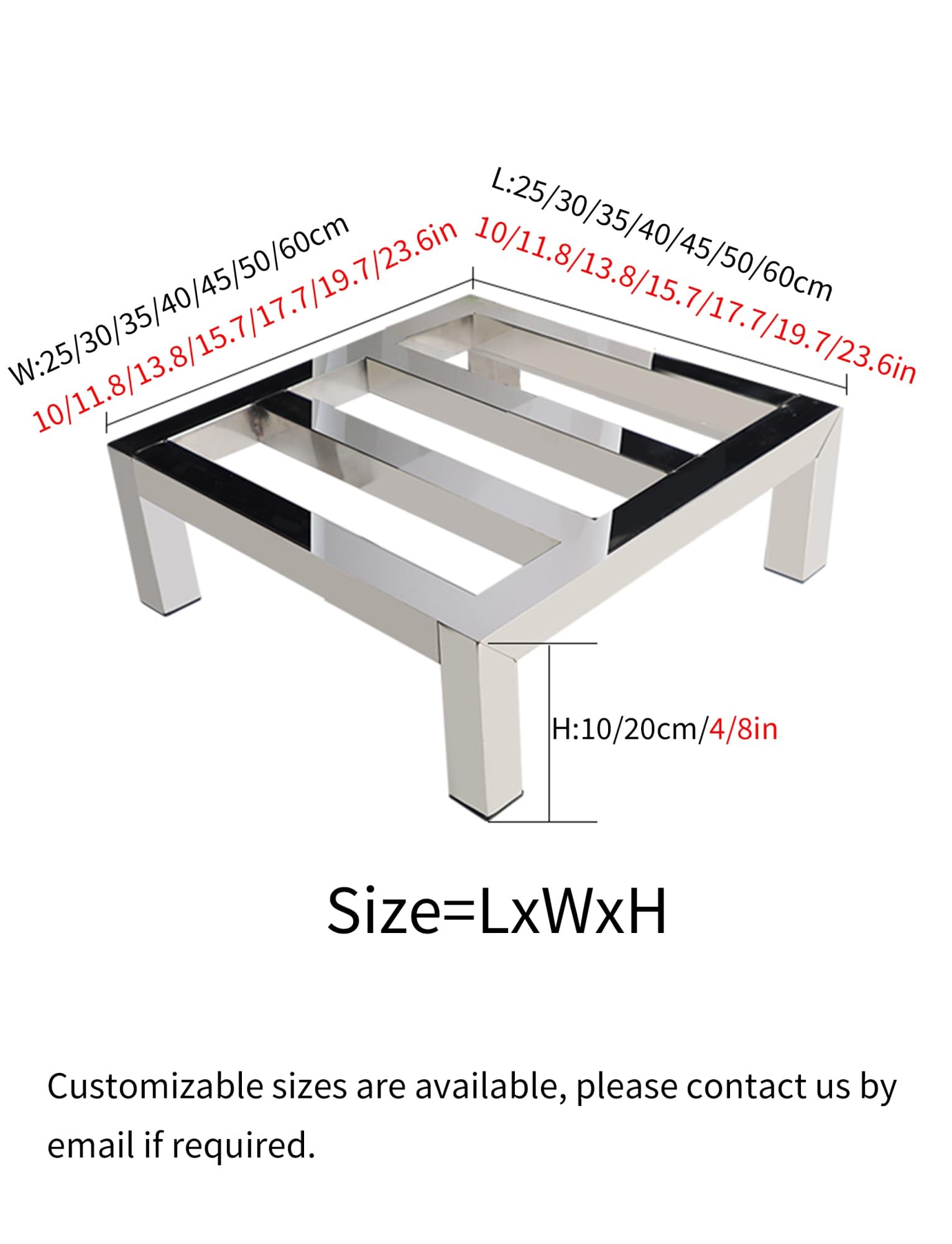 Inless Steel Elevated Climate Control nd - Scaffale Sto in resina di umidità, ideale per gas, giardini e cucine (50 x 50 x 20 cm) - Scaffalatura per pallet