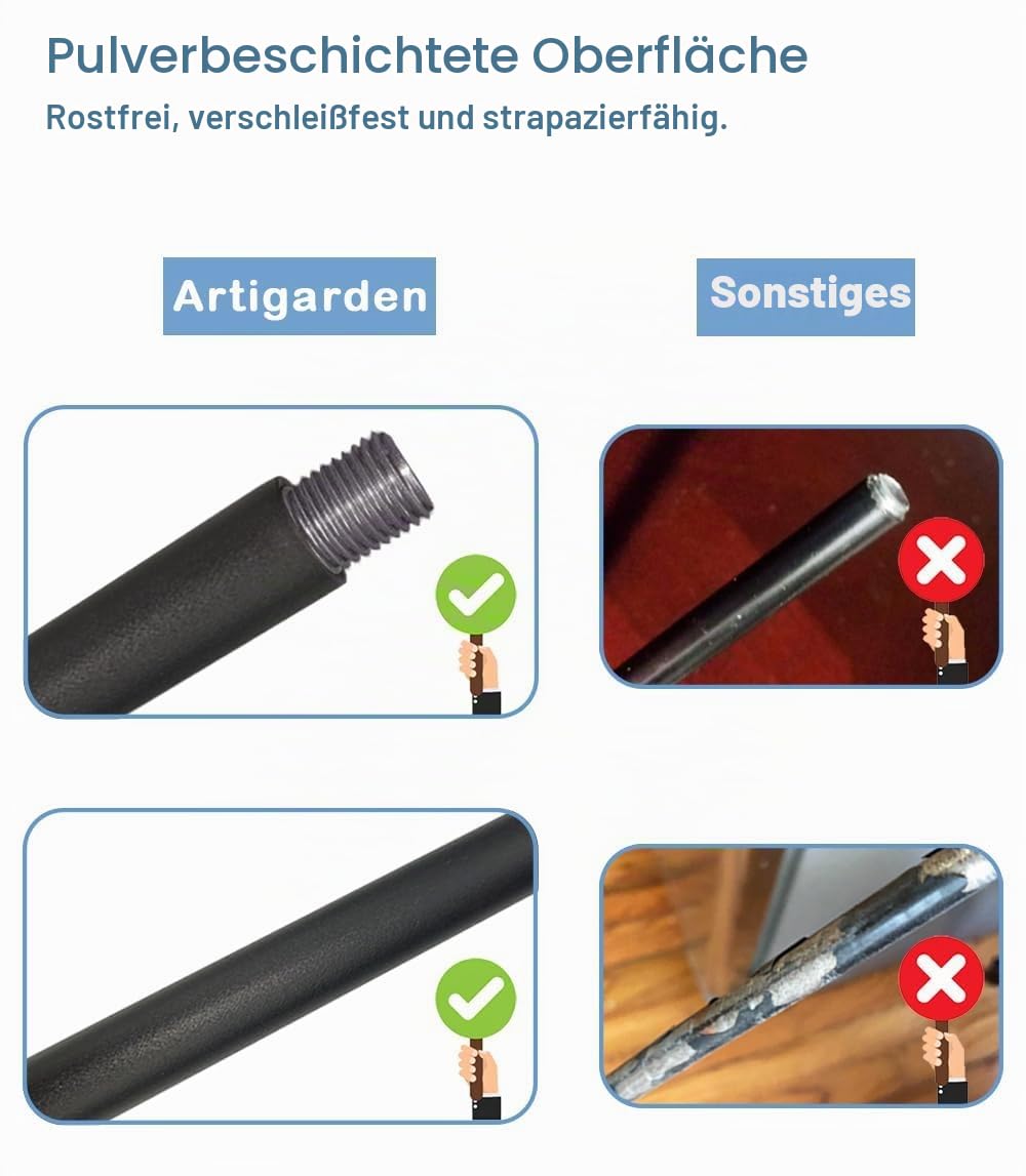 Artigarden Garden Schäferhaken, verbesserter robuster Basis mit 7 Zinken, für Vogelfutterstation,Metal,verstellbarer Hängepfahl für Gartenlichter, Aufhänger, Hochzeitsdekoration, Pflanzkörbe, 1 274cm
