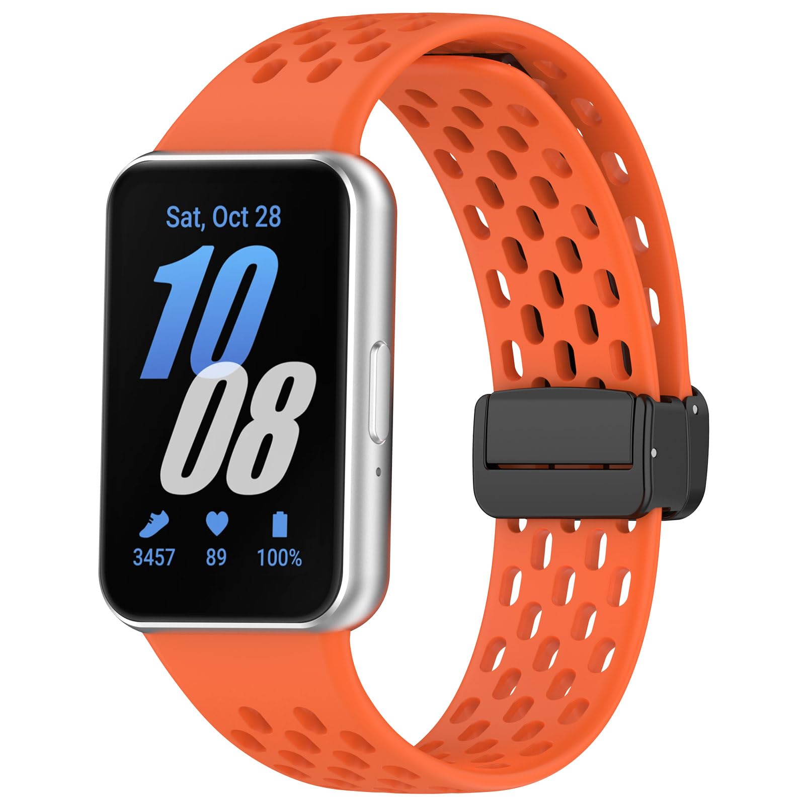 Gheper Replacement Watchband Compatible with Samsung Galaxy Fit3[2024] SM-R390 Magnetic Folding Buckle Design Silicone Sport Wristband Band Bracelet Quick Release Strap
