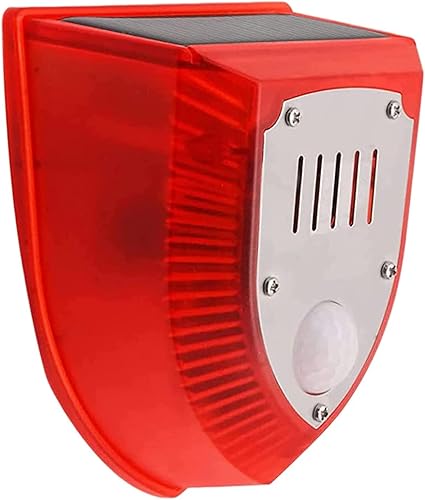 Luz solar de alarma con sensor de movimiento para exteriores, ladridos de perro y disparo, 129 db, luz estroboscópica, luz estroboscópica, lámpara
