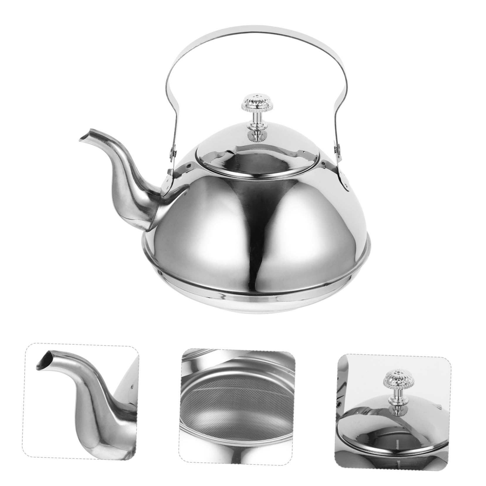 Alipis Théière Acier Inoxydable avec Filtre Amovible et Poignée Bouilloire pour Infusion de Thé Maison et Restaurant Design Classique et Moderne
