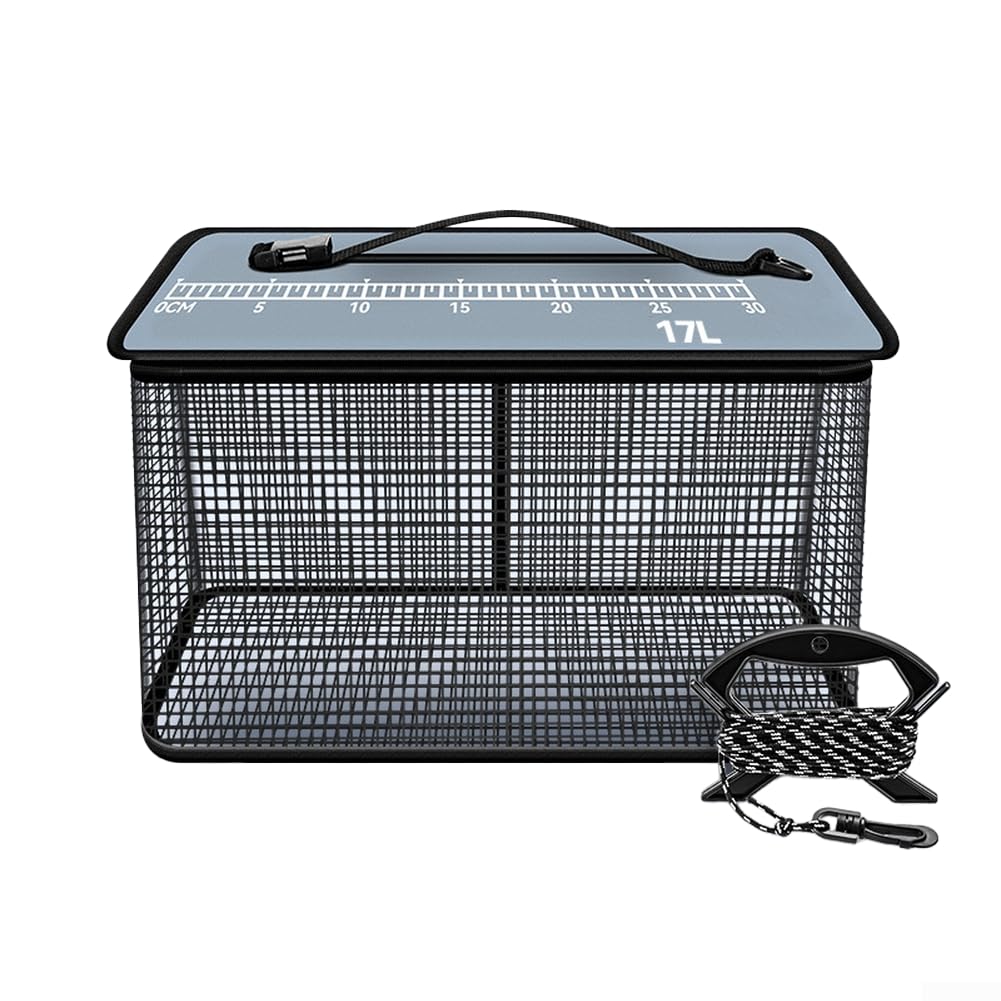Cesta de pesca plegable de 29 L con flotadores de cuerda de 5 m (35 cm)