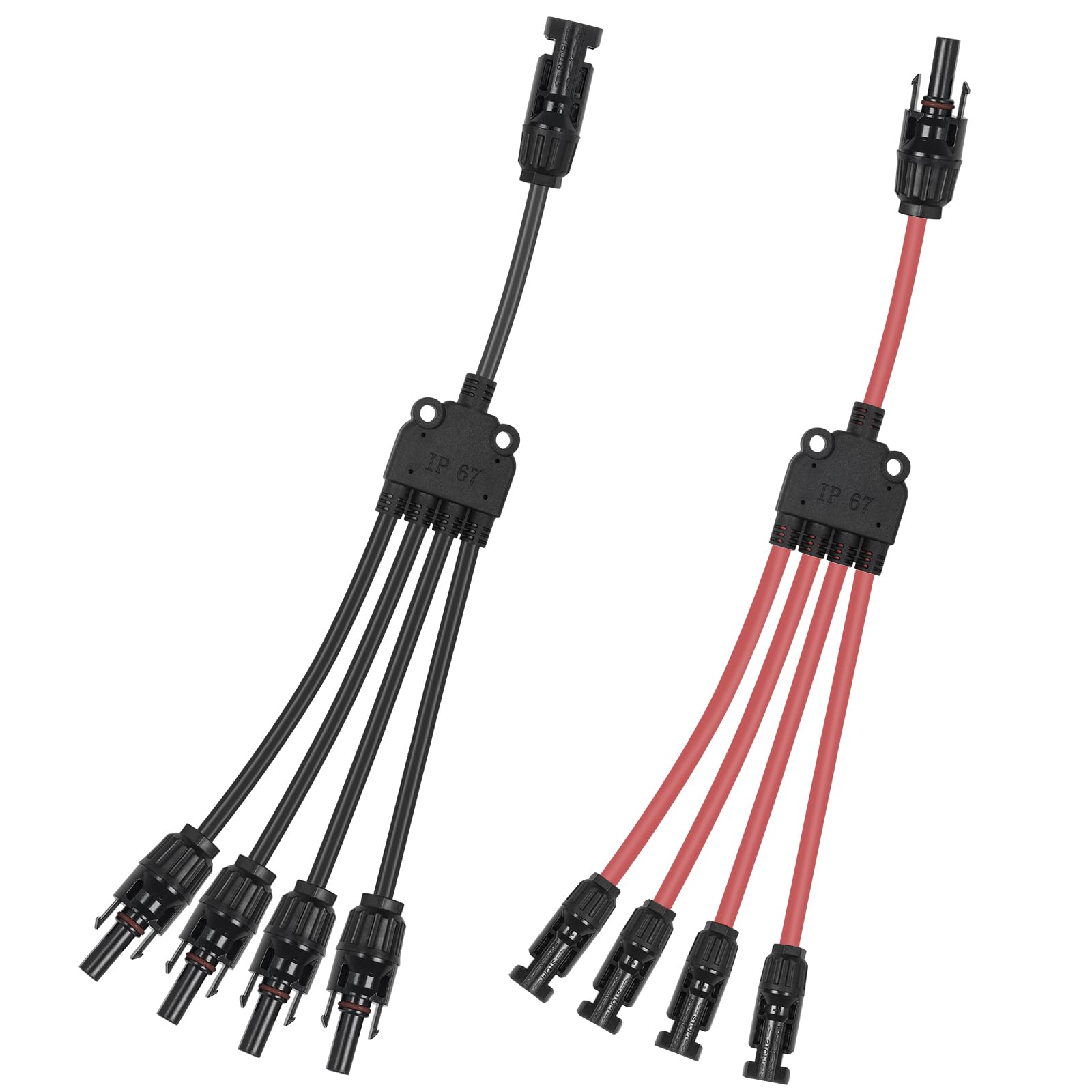 4 do 1 złącza paneli słonecznych Y rozgałęzione uniwersalne złącza solarne 10AWG (czerwone i czarne)