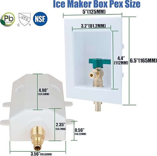 Miniatura 3 de WHK Válvula de caja de salida para máquina de hielo con entrada PEX de 12 pulgadas, caja de pared para máquina de hielo con válvula de cierre de