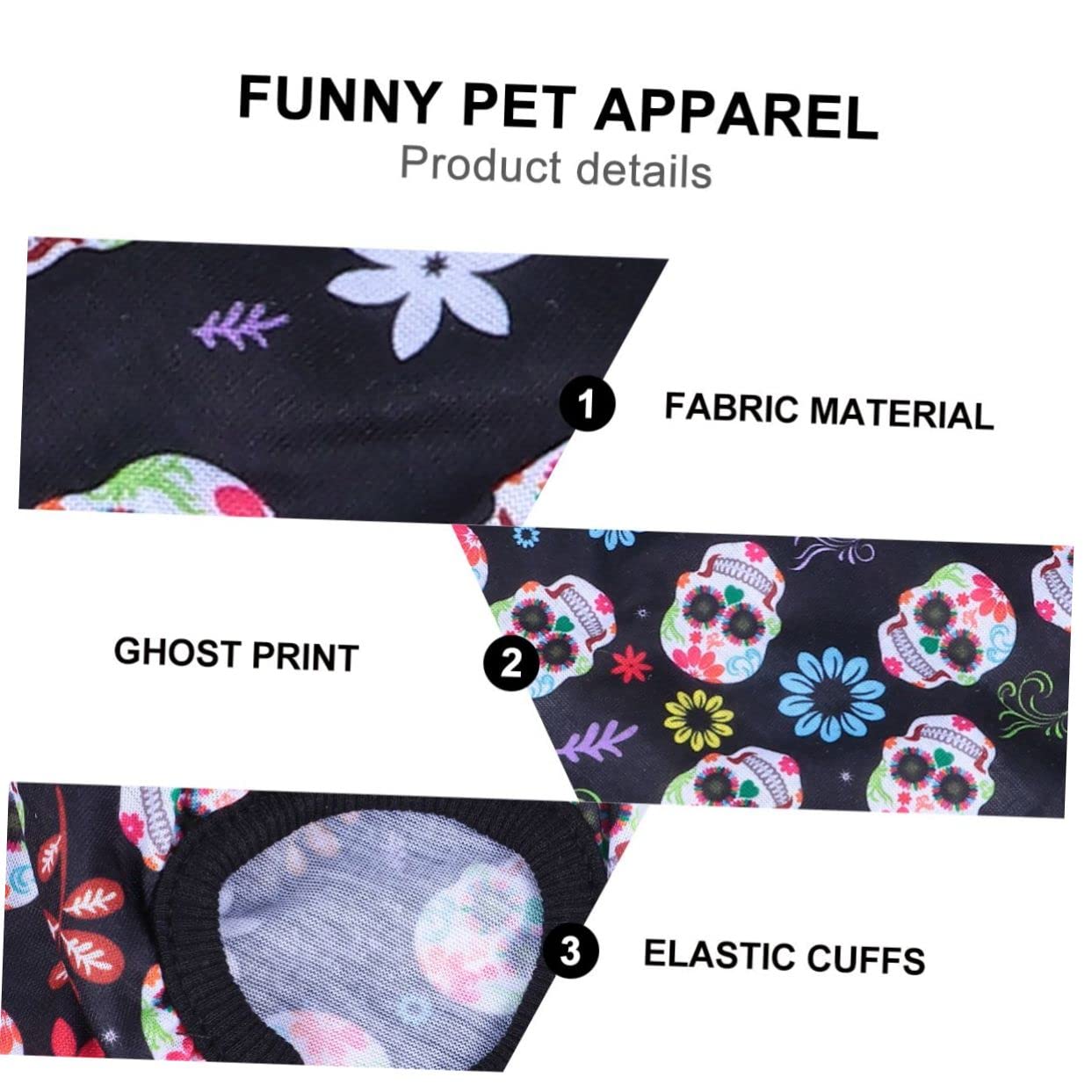 Hohopeti Dog Halloween Costume Skull Sweatshirt Adjustable Warm Pet Clothes for Party and Daily Wear, White, XXL - Image 2