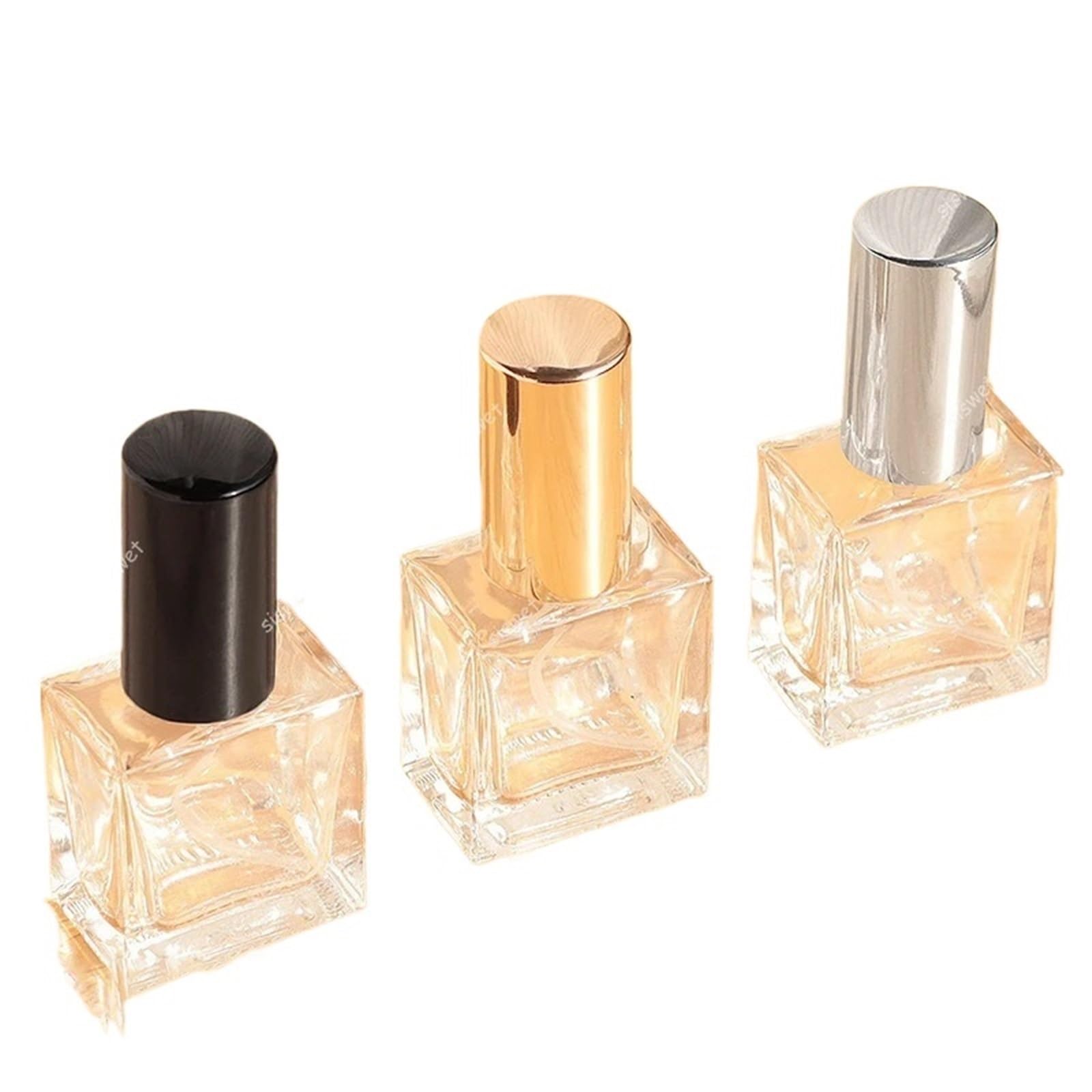 JINYOE 10 pezzi di flaconi di profumo spray atomizzatore for bottiglie quadrate piatte portatili da viaggio, bottiglie di ricarica in vetro vuote(Silver,10ml)