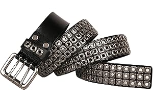 Ceinture Homme Punk Cuir Véritable Cowboy Rock Denim Ceinture Jean Cloutée Homme...