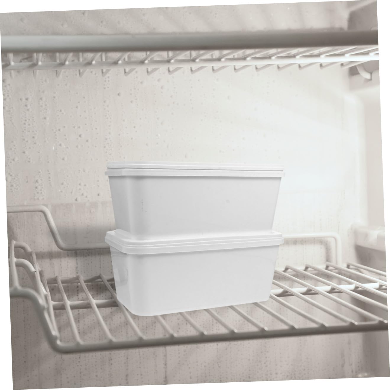 SUPVOX Contenitori Ermetici per Gelato in Plastica 3 Litri Coperchio 2 Pezzi, Vaschetta Impilabile per Congelatore, per Dessert e Conservazione Alimenti Domestica e Commerciale