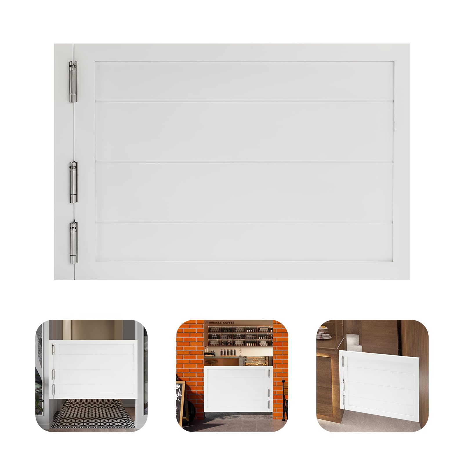 Porta lamellare, porta basculante, 90 x 60 cm, porta basculante in legno massiccio, porta basculante per caffè, centri commerciali, ristoranti, bar (bianco)