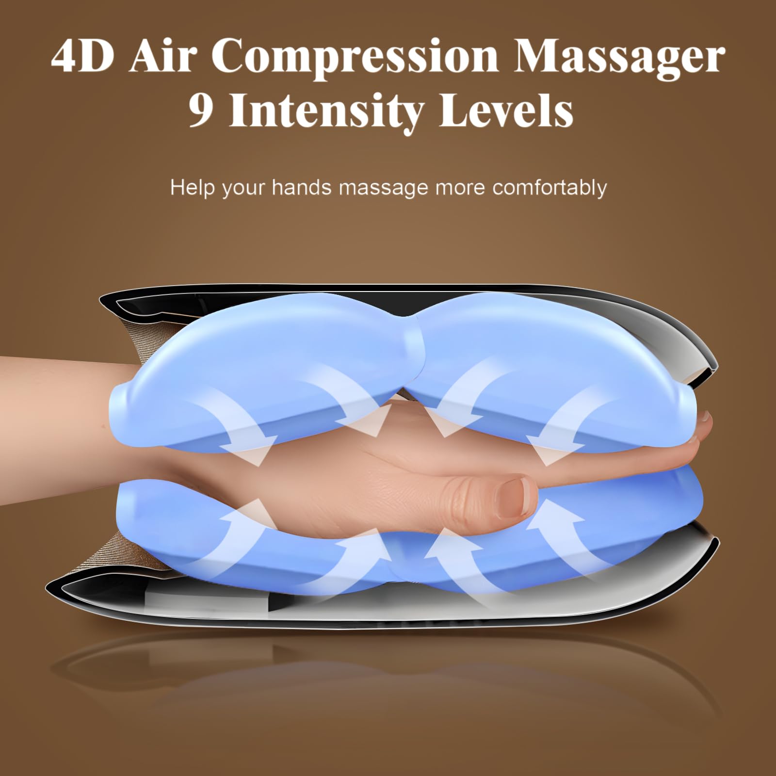 Handmassagegerät mit Wärme und Kompression, Kabellose Handmassage für Arthritis Karpaltunnel Entlastung, Finger Handgelenk Entspannung, 9 Modi 9 Intensitäten, Geburtstagsgeschenke für Frauen