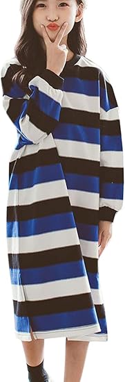 Amazon ｊｑｂｆｌ子供服 女の子 ワンピース 長袖 ガールズ ロングワンピース ボーダー 可愛い キッズ 長袖ワンピース おしゃれ 春 秋 ワンピース チュニック 通販