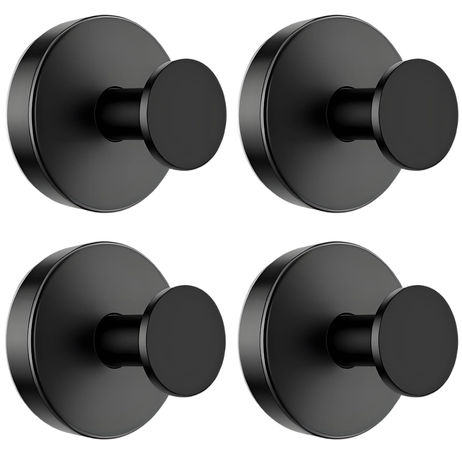 V-Kitpater Heavy Duty Suction Hooks 4 Pack Black, 304 Stainless Steel No Drill Hooks for Bathroom Kitchen Tile Glass, Wreath Hanger Front Door UPVC, 10lb Waterproof Reusable No Residue