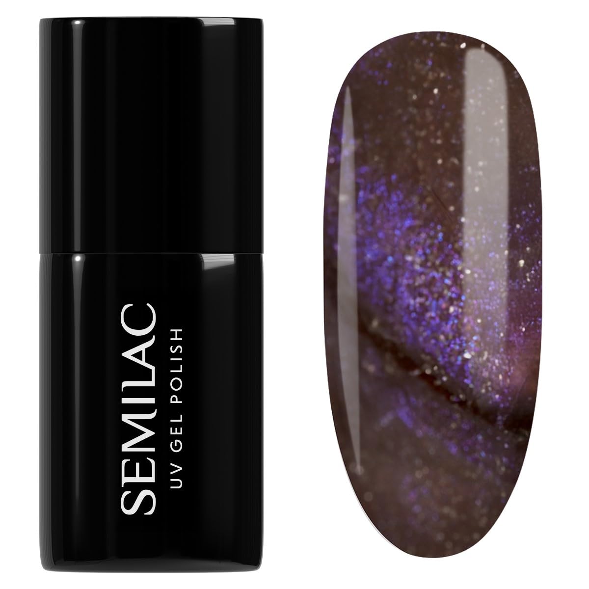 SEMILAC Gel Nail Polish 827 AI Brown - Cat Eye Gel Polish - Soak Off Easy To Use LED/UV Nail Lamp - Long Lasting Manicure and Pedicure up to 3 weeks