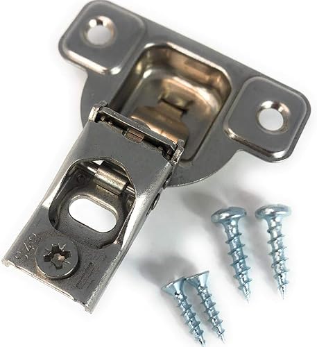 Salice E-Centra Nickel-Plated Metal 106-degree 916-inch Overlay Screw-on Face Frame Hinge with 2 Cams (1 Hinge)