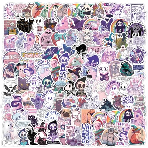 100pcs Ghost Stickers Cute Spooky Stickers Pink Purple Goth Sticker Waterproof Kindle Sticker for Scrapbook Water Bottles Laptops Skateboards