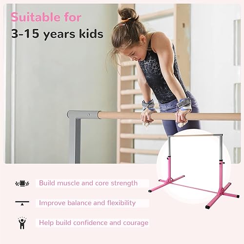 Miniatura 2 de Barra de gimnasia expandible de 3 a 15 años, altura ajustable, barras horizontales de 3 a 5 pies, capacidad de peso de 330 libras, equipo de