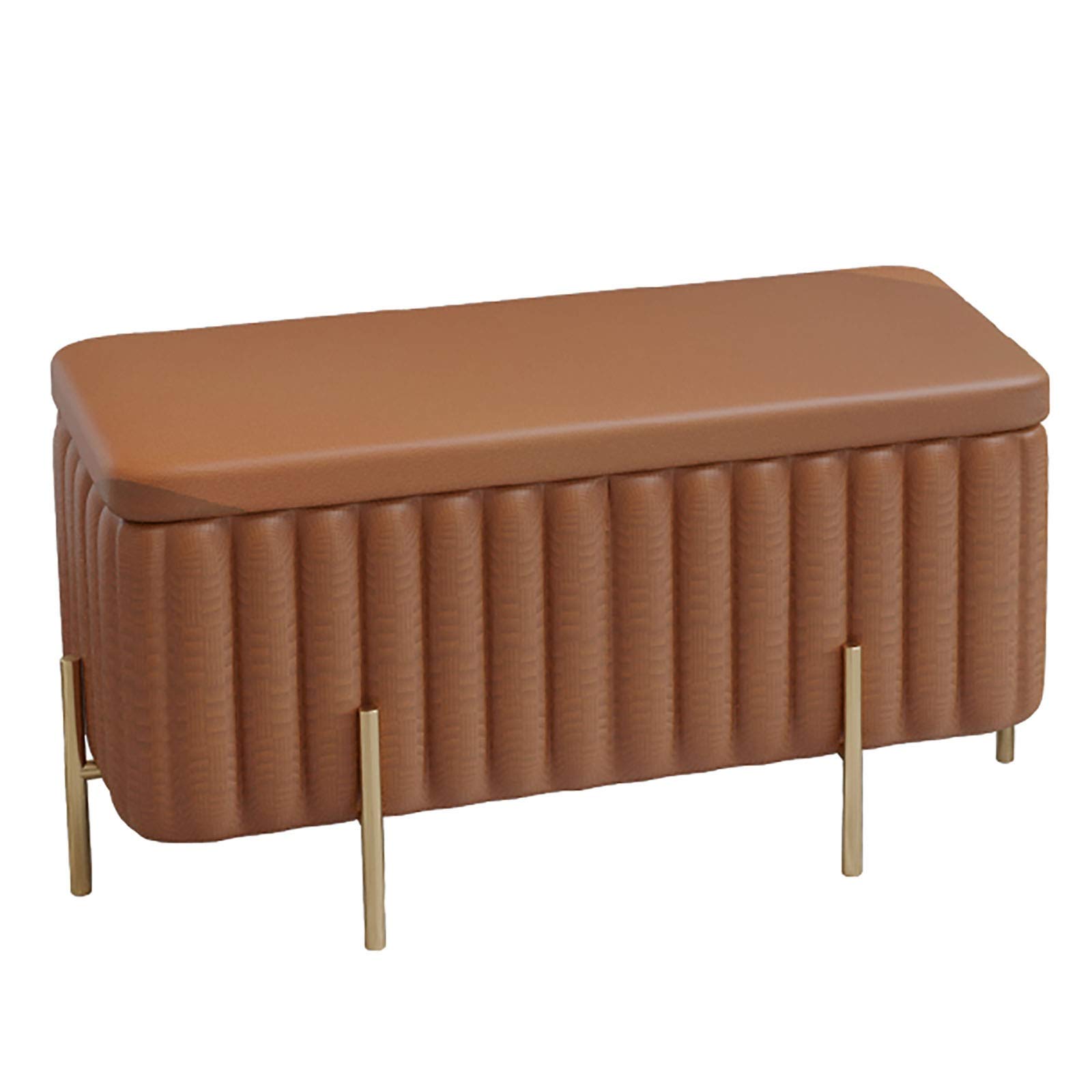 Pouf moderne en velours vert 90x45cm avec pieds dorés pour salon