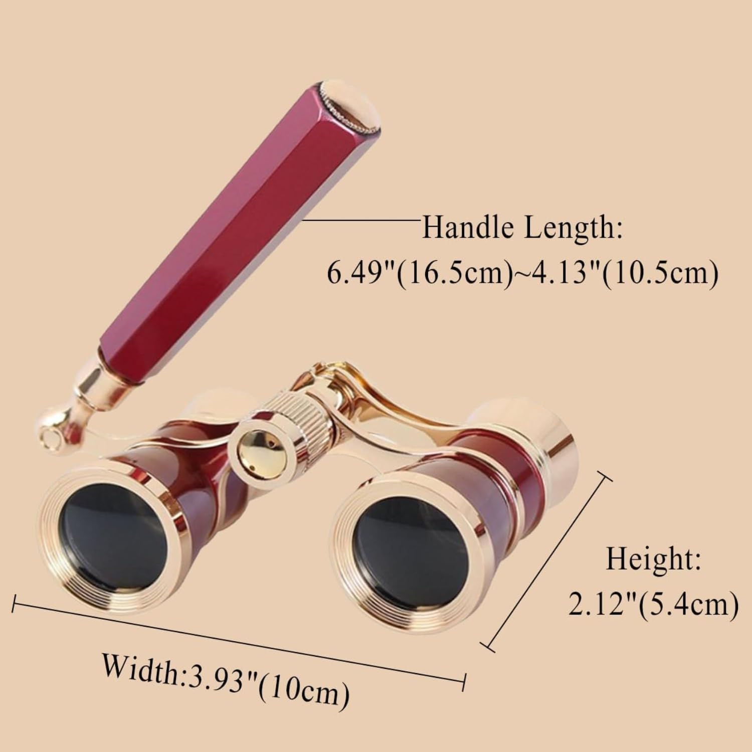Opera Theater Horse Racing Glasses Binocular Telescope with Handle 3X25 Red